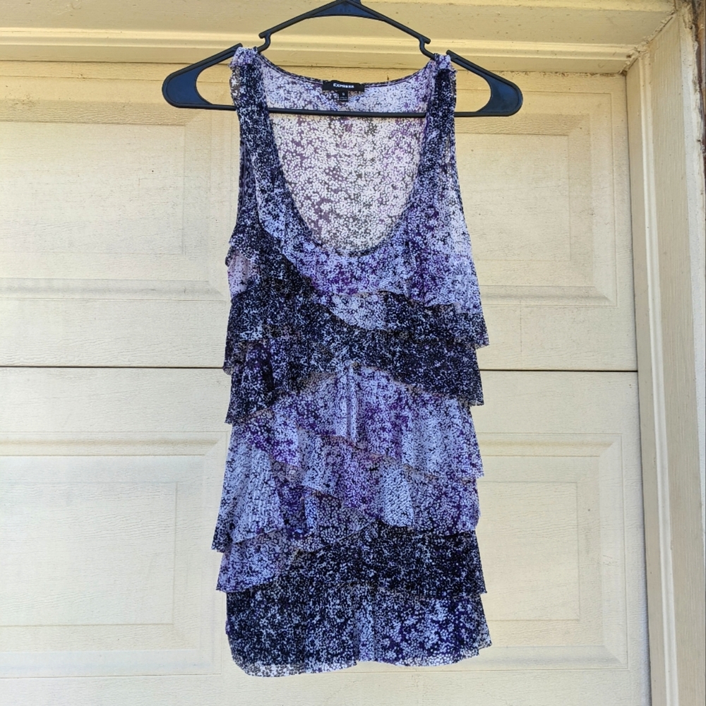 Purple shirt with ruffles